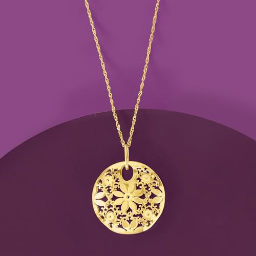 Ross-Simons Italian 14kt Yellow Gold Circle Flower Pendant3