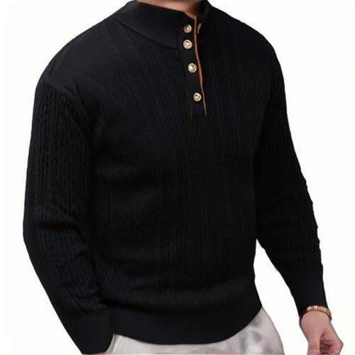 Pull col montant homme tricoté en maille structurée haut de gamme - 3