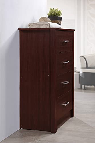 Hodedah 4-Drawer Chest Dresser, 40.3 In. H X 27.5 In. W X 15.5 In. D, Mahogany #TOP3
