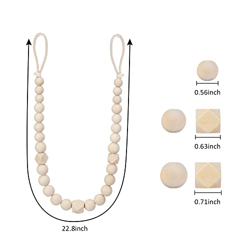 Wood Bead Curtain Tiebacks, KLOGTSIND Set of 2 Curtain Holdbacks for Thin or Thick Window Draperies, Boho Farmhouse Curtain Tiebacks with Hooks, Curtain Tie Backs for Home Office Room Decor - Image 3