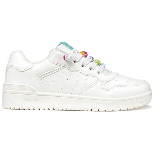 Geox J Washiba Girl D Sneaker, Bianco/Multicolore, 38 EU