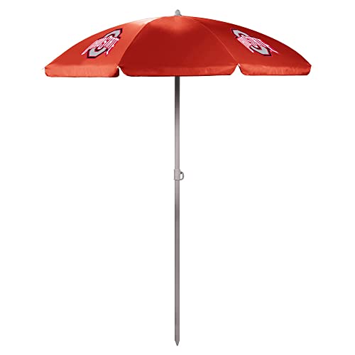 PICNIC TIME NCAA Ohio State Buckeyes - Sombrilla de playa para exteriores, 5.5 pies, sombrilla pequeña para patio, sombrilla para silla de playa