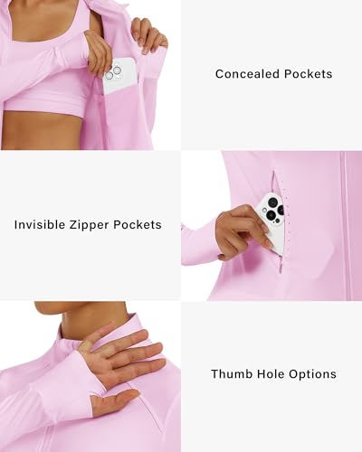 Stelle Women's Zip Up Jackets Lightweight Athletic Running Jacket Workout Slim Fit Yoga Track Clothes with Thumb Holes4