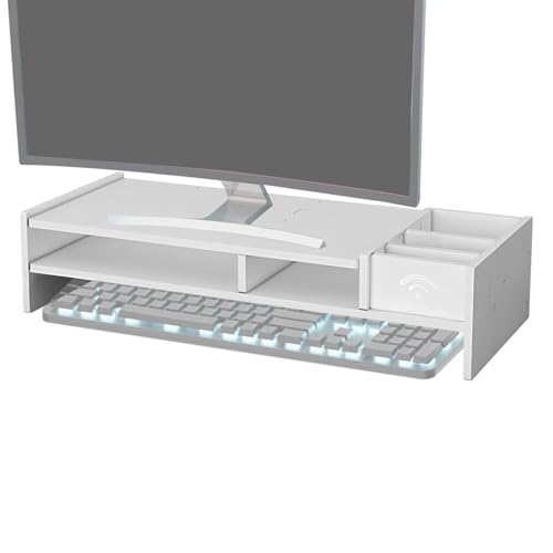 Elevador de monitor para escritorio, estante organizador de escritorio de 3 niveles, suministros de oficina para leer, archivar, estudiar, trabajar, exhibición de juegos, hogar, escuela, dormitorio