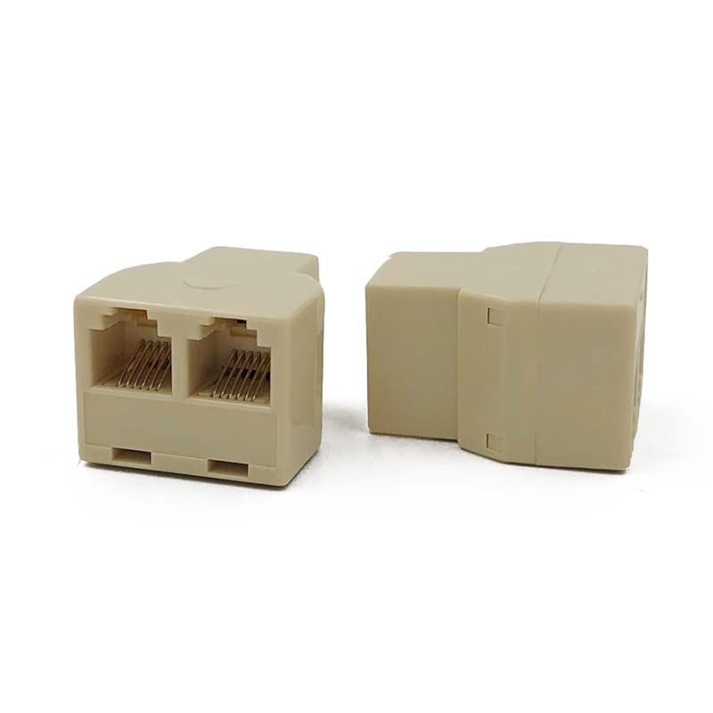 Adaptador de línea telefónica y divisor RJ12 conector modular 1 hembra a 2 hembra, cable extensor de cable de teléfono, funciona para máquina de fax, VDSL-10 unidades/paquete