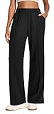 Ewedoos Wide Leg Stretchy Work Pants Women Pull On Dress Pants High Waisted Slacks for Women Business Casual Outfits Trouser Black