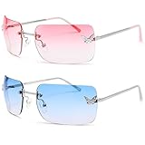 Y2K rahmenlose Sonnenbrille | rosa & blau