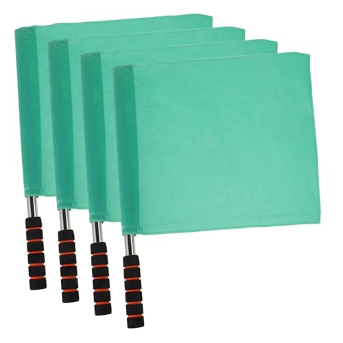 HOLIDYOYO 4Pcs Green Referee Flags with Stainless Steel Pole High Visibility Hand Signal Flags for Events Lightweight Design for Easy Handling