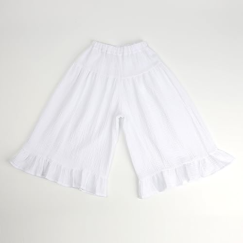 Image of HOOLCHEAN Baby and Little Girls Soft Cotton Gauze Wide Leg Ruffled Pants