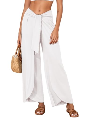 Herseas Women's Brown Beach Pants, Wide Leg, High Waist, Palazzo, Size 25 Inches