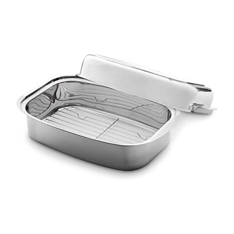 Bandeja para asar de Acero Inoxidable con Tapa Ajustable y Rejilla Extraíble Cover