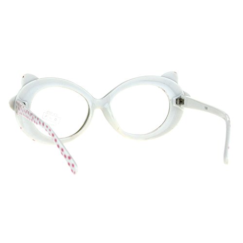 JuicyOrange Womens Clear Lens Glasses Polka Dot Ribbon Bow Cute Oval Frame Eyeglasses3