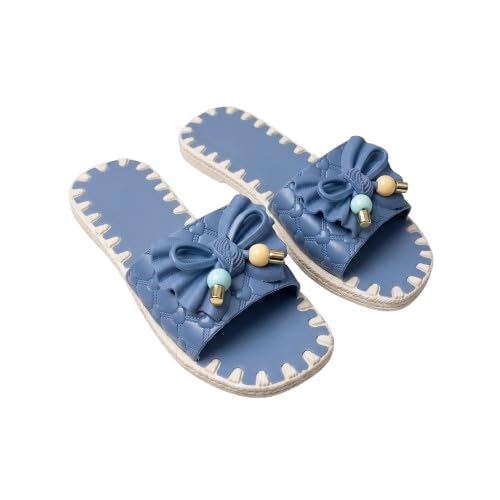 Womens Stylish Bow Design Slide Sandals | Comfortable Soft Rubber Foam Slippers | Water-Repellent Non-Slip Flat Slides for Women-image-32