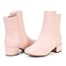PANDANINJIA Alyssa Girls Fashion Boots Square-Toe Dress Boots Low Heel Ankle Booties with Zipper for Toddler Little Kids Big Kids (Pink Pu, 6 M US Big Kid)