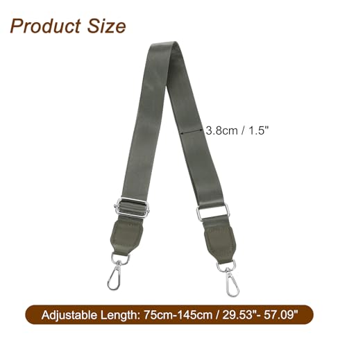 Image of uxcell Wide Shoulder Strap, 3.8cm Adjustable Purse Strap Replacement Crossbody Strap for Shoulder Bag Wallets, Dark Gray, Silver Square Mouth Buckle