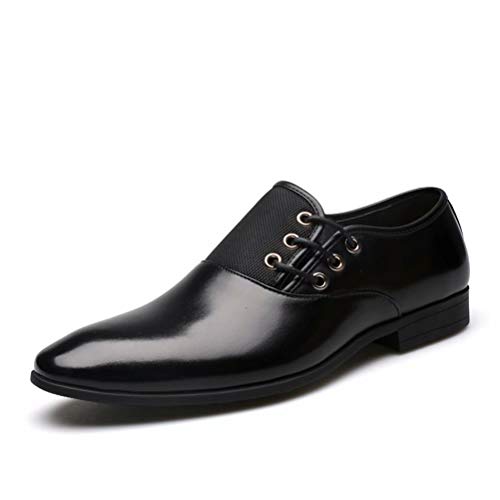 [CHENGFA] カジュアルシューズ メンズ ビジネスシューズ 本革 ローファー 紳士靴 革靴 レースアップ ウォーキング 通気性(43、ブラック