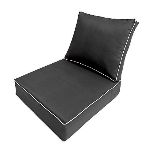Prolinemax |SLIPCOVER ONLY| Outdoor Contrast Piped Deep Seat Back Pillow Cover Small AD003