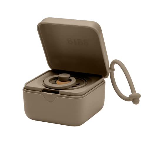BIBS Pacifier Box with Loop for Storing &amp; Carrying Soothers | 100% BPA Free Material | Designed &amp; Made in Denmark | Dark Oak