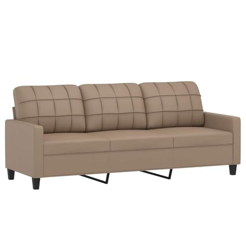 vidaXL Sofa 3 Sitzer, Couch für Wohnzimmer, Polstersofa mit Metallgestell, Loungesofa Sitzmöbel Wohnzimmersofa Dreisitzer, Cappuccino Braun Kunstleder