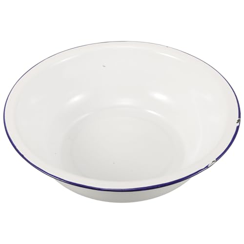 GALPADA Baño de Pies Esmaltado Vintage, Lavabo para Pedicura y Lavado, Cubo Borde Azul de 30 CM para Uso en Casa