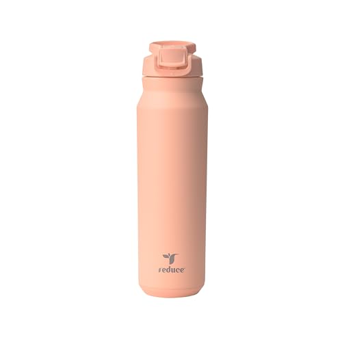 Image of REDUCE 32 oz Hydrate Pro Stainless Steel Insulated Water Bottle - Flip Top Leak-Proof Lid, Dishwasher Safe, BPA-Free, Dual Wall Vacuum, Keeps Drinks Cold for 48 Hrs, Cup Holder Friendly - Sedona