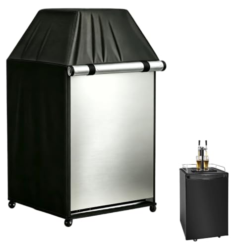 Image of 27 In Refrigerator Cover for Dual Tap Kegerator /Double Draft Beer Tower | 27x27x45,Waterproof Dustproof Heavy Duty Oxford Fabric,for Protecting Outdoor or Indoor Kegerator Tower Cooler