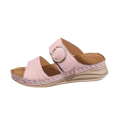 Sandalias para mujer con plantilla, sandalias de cuña, sandalias romanas, sandalias de verano, cómodas, sandalias de playa, sandalias de cuña, sandalias de playa, antideslizantes, para casa, cuñas