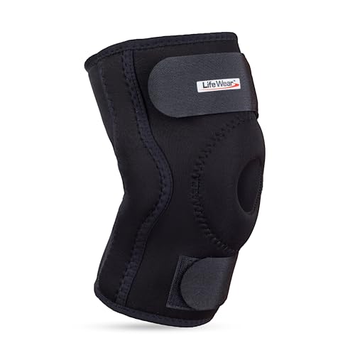 Image of Life Wear Knee Wrap Neoprene, Adjustable Knee Support Brace, Open Patella Design with Soft Pad, Heat Retention for Pain Relief and Comfort, For Aged Individuals, Pregnant Women, Size Universal