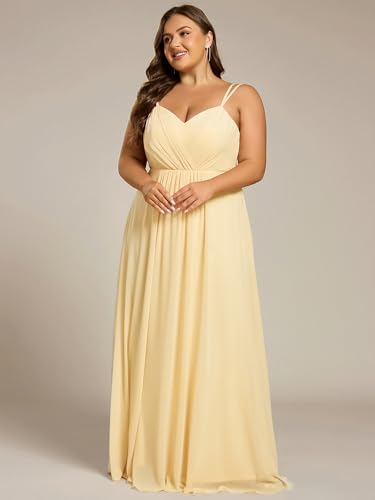 Image of Ever-Pretty Women's Pleated Backless Applique V Neck A Line Chiffon Sleeveless Plus Size Bridesmaid Dresses 01692-DA