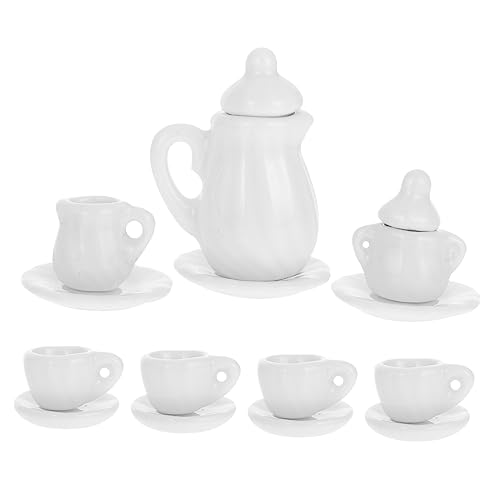 Mikinona 1satz Miniatur Teeservice Set Für Puppenhäuser Maßstab Stilvolle Keramikausführung Dekoration Für Kinderzimmer Und Spielzeughäuser Für Rollenspiele Und Kreative