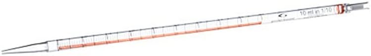 607180 CELLSTAR Polystyrene Serological Pipette, 10 mL Volume, Sterile, 1/10 Graduations, Orange Color Code, Paper/Plastic Single Wrapped (Pack of 200)