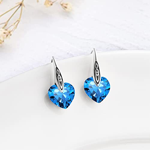 Birthstone Earrings Sterling Silver Celtic Dangle Drop Earrings Hypoallergenic Hook Earrings Irish Jewelry Mothers Day Birthday Gifts for Daughter Girlfriend Wife3