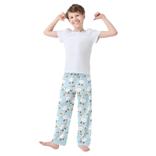 Boys' Pants Cartoon Duck Blue Long Bottoms Jogger Pants Elastic Waist Trousers with Pockets S-XL2