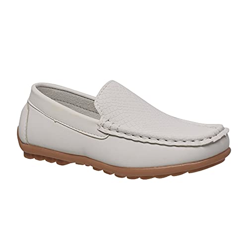 Coxist Kids Toddlers Boys Girls Leather Slip On Loafer Moccasin Boat Dress Shoes - White - Size 12 #TOP3