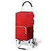 Falytemow Carrito de compras plegable escalador de escaleras 3 ruedas 40 "Altura de la manija Carro utilitario Oxford Trolley Bag para comestibles (rojo)