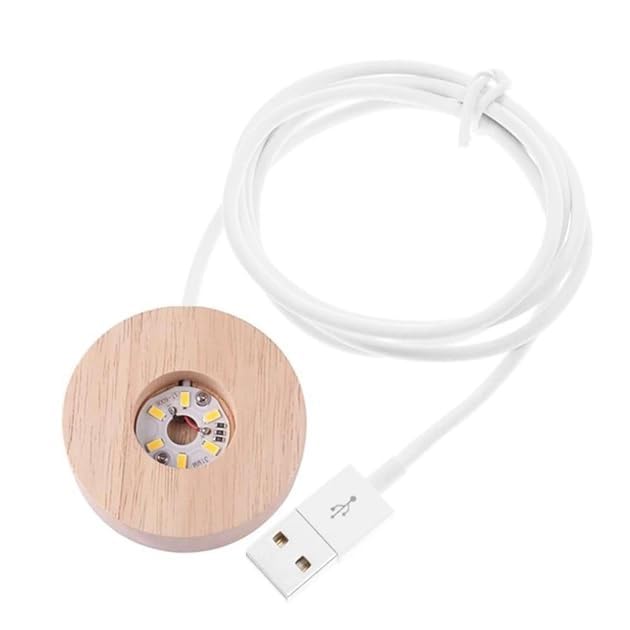 Image of 3D Crystal Ball Night Lamp with Wooden Base, LED USB Decorative Light (Shiv (Medium))