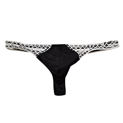 MIYUE Pantalons de Natation Slips Bain Homme Sexy Tanga Briefs Maillot Mini Shorty Bulge Pouch élastique Shorts String Hommes Maillots Bikini, Le Noir, XL, (MIYUE-220321FR26)