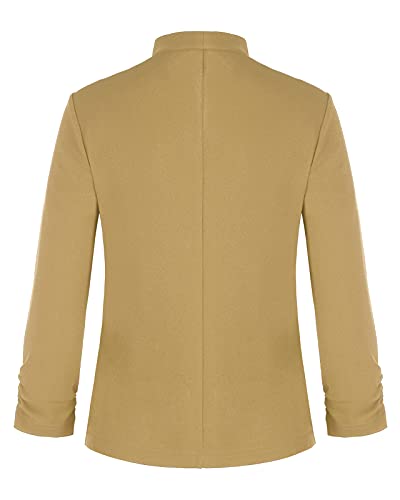 Unifizz Women's Collarless 3/4 Sleeve Lightweight Blazer Slim Work Office Business Jacket2