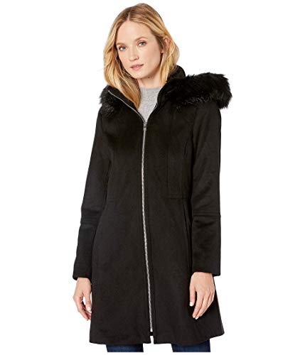 LONDON FOG Zip Front Wool with Hood Black LG