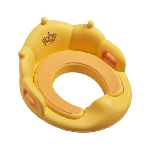 QeMiyg 子供用 補助便座 トイレトレーニング 取っ手付き ダブル滑り止め設計 柔軟クッションハンドル 飛び散り・跳ね防止 おまる代わり 幼児キッズ トイレ練習 洋式トイレ対応 高級シリーズ ピンク (イエロー)