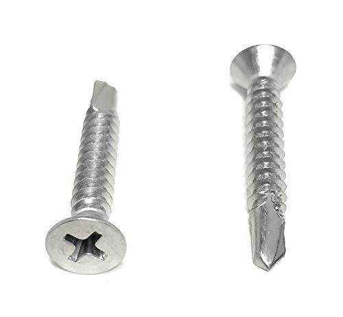 #10x1 1/4 Tornillo autoperforante de acero inoxidable Phillips cabeza plana miniatura 1