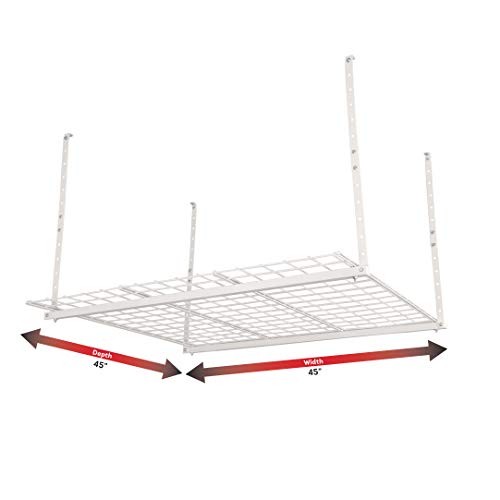 HyLoft Overhead adjustable Garage Storage Rack,Heavy Duty Steel Garage Storage System, 45-Inch x 45-Inch, White