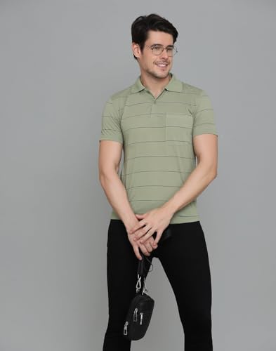 Image of INKKR Striped Polo Neck T-Shirt Dora Combo