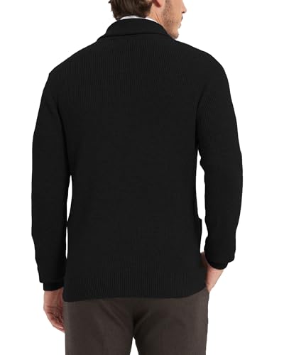 Kallspin Men's Wool Blend Shawl Collar Cardigan Sweater Button Down Knitwear with Pockets3