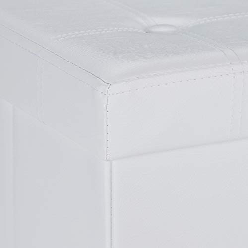Pouf Rangement Pliable Similicuir 40L Blanc relaxdays