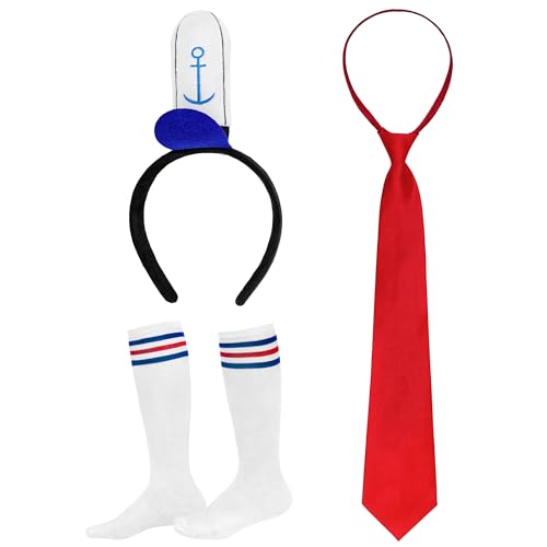 Orgoue Sailor Costume Set, Yellow Square Accessories...