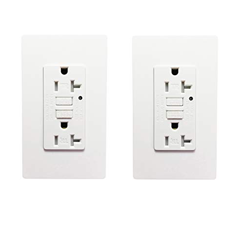 [2 Pack] SECKATECH 20 Amp 125 Volt Tamper-Resistant GFCI Wall Outlet Receptacle with 4 Free Wall Plates. The Product Details in the Description-ETL Listed,White