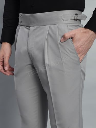Image of FASHIONEMPIRE Men's Formal Trousers Front Pleated Double Button Gurkha Zion Pant Slim Fit | Stylish Formal Pant for Party and Casual Wear