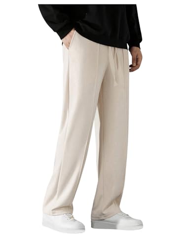 SHENHE Men's Drawstring Waist Pants Pleated Straight Leg Loose Casual Pants with Pockets