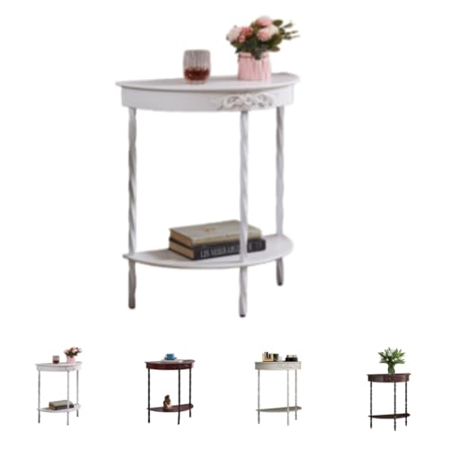 Sandqvipa�A���e�B�[�N �R���\�[���e�[�u���A �ؐ� ���~ ��d�w ���[ ���r���O���[�� �\�t�@�[ �T�C�h���� ���� �R�[�q�[�A 60 * 30 * 70CM (�z���C�g - �c�C�X�g�e�[�u���r)